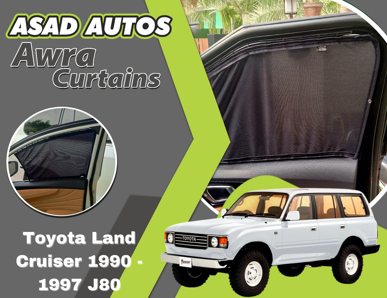"Awra Window Curtains Sun Shades (Car Pardy) for Toyota Land Cruiser J80 (1990-1997) – Premium Privacy and Sun Protection"







