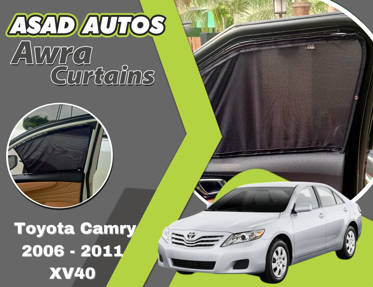 "Awra Window Curtains installed in Toyota Camry XV40 (2006-2011)"

