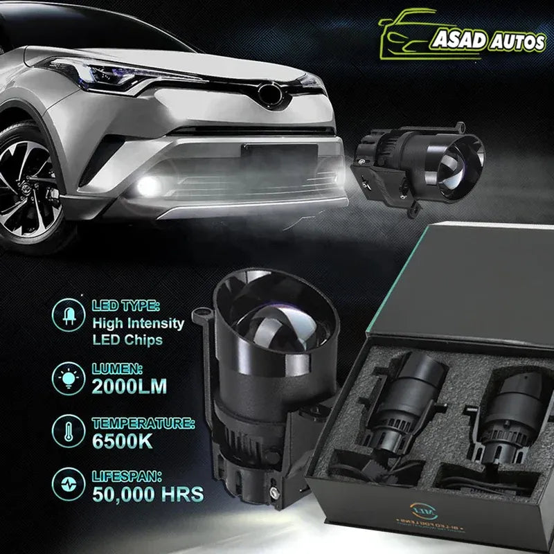 MLI Car Projector Fog Lights BI LED Lens – Brighten the World at Night for Honda, Toyota, Suzuki