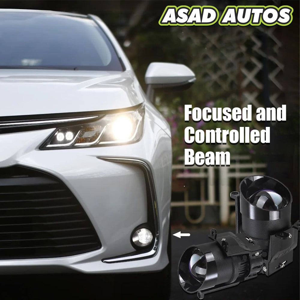 BI LED lens car projector Fog lights for Honda, Toyota, Suzuki – Enhanced night visibility

