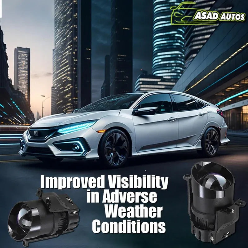 MLI Car Projector Fog Lights BI LED Lens – Brighten the World at Night for Honda, Toyota, Suzuki