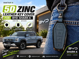 BYD Shark 6 2025-2026 5D zinc leather key cover front view