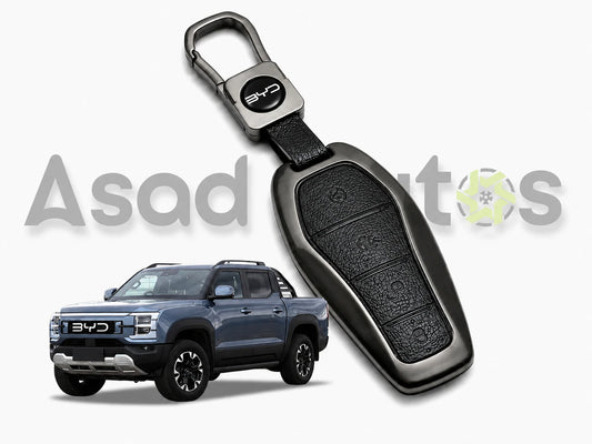 BYD Shark key cover 2025-26 – premium leather and metal key fob case with keyring by Asad Autos