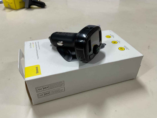 Baseus Car Charger with Battery Voltage Display | Dual USB Fast Charging