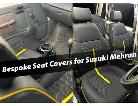 Bespoke Seat Covers for Suzuki Mehran, providing custom fit protection, comfort, and style for your car's interior.