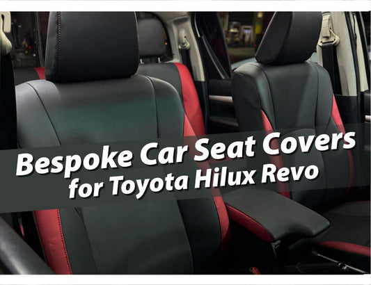Bespoke car seat covers designed for Toyota Hilux Revo, offering custom fit, premium protection, and enhanced comfort for the vehicle's interior.