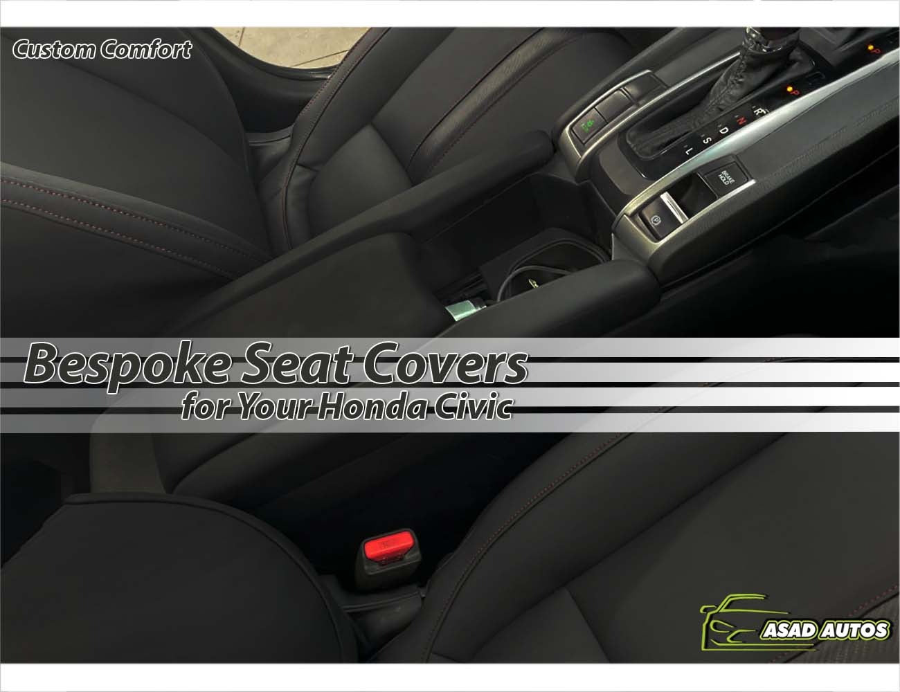 Bespoke custom seat covers for Honda Civic 2016-2025, offering tailored comfort, style, and protection.
