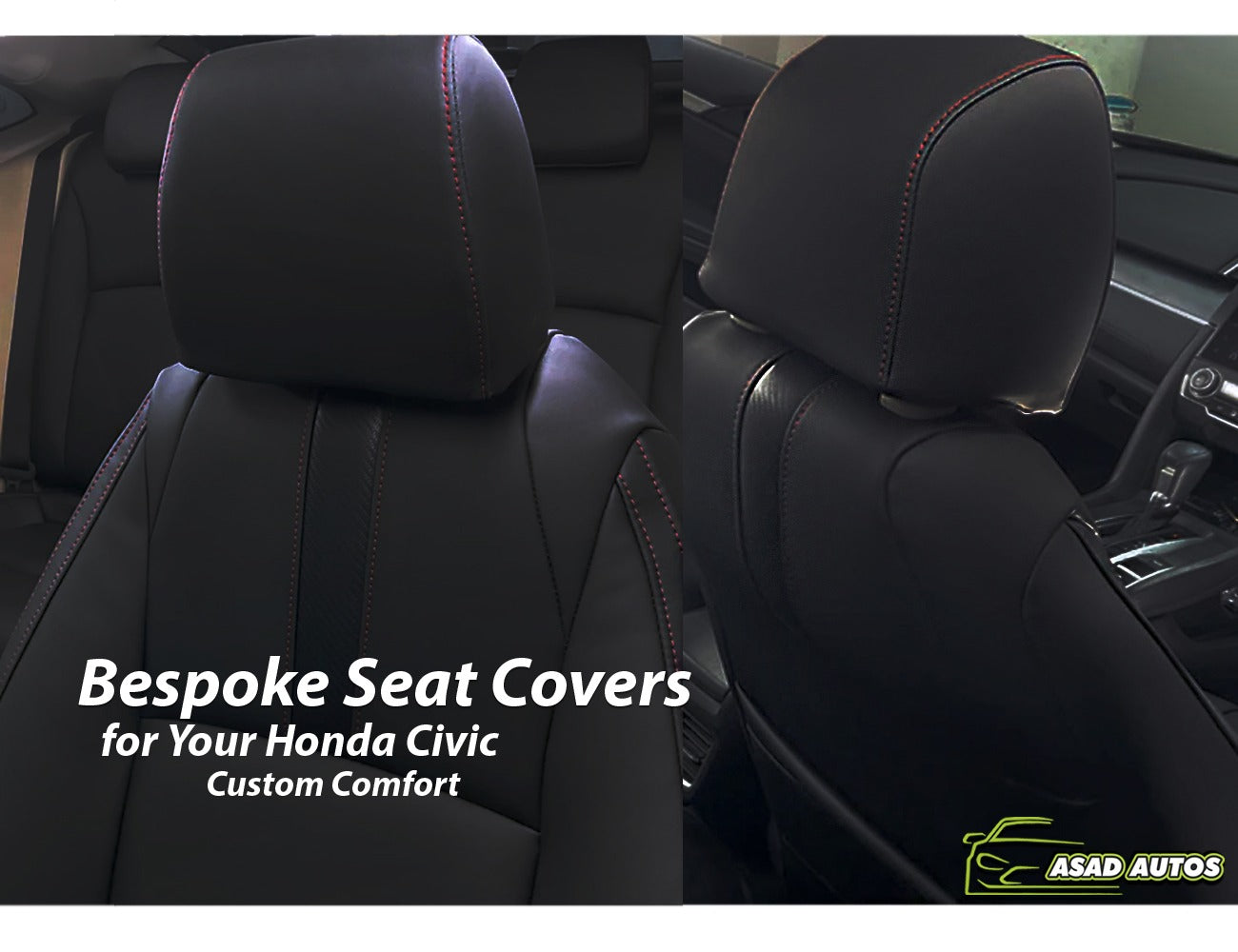 Bespoke custom seat covers for Honda Civic 2016-2025, offering tailored comfort, style, and protection.
