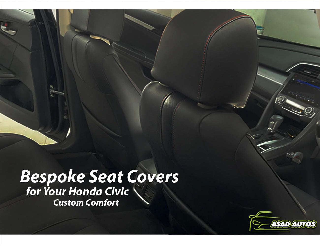 Bespoke custom seat covers for Honda Civic 2016-2025, offering tailored comfort, style, and protection.


