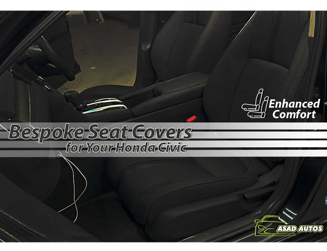 Bespoke custom seat covers for Honda Civic 2016-2025, offering tailored comfort, style, and protection.