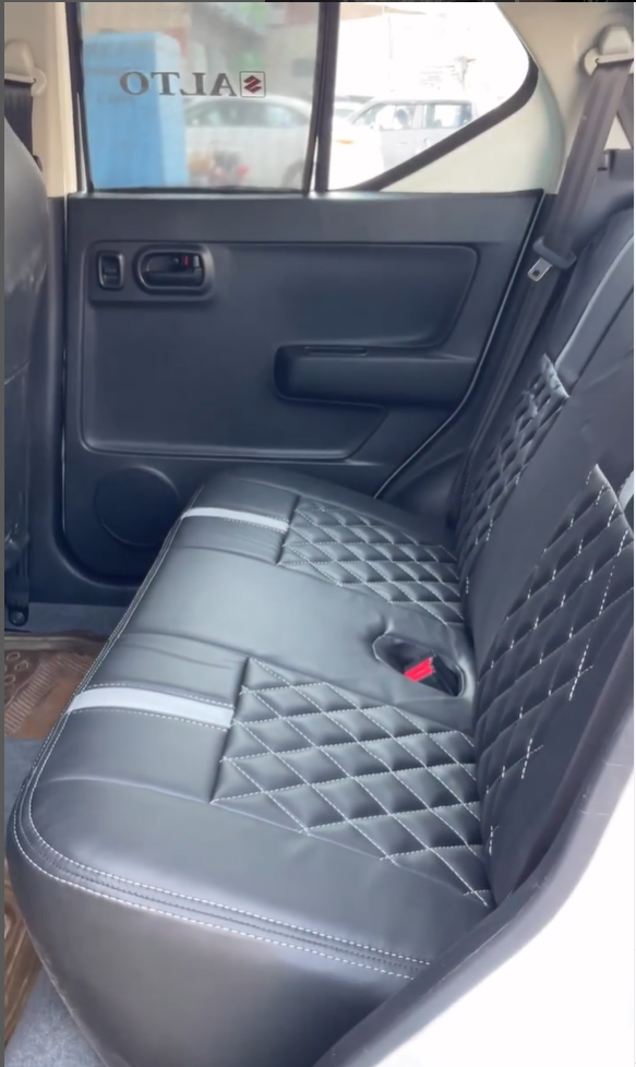 Bespoke seat cover for Suzuki Alto offering custom fit, premium comfort, and durable protection.

