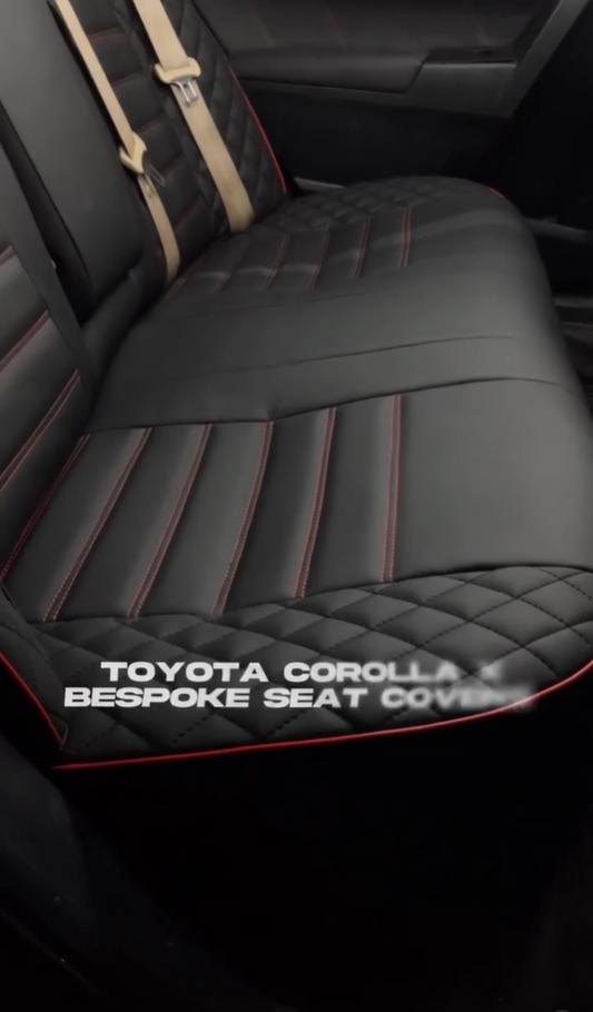 Bespoke seat cover for Toyota Corolla X offering custom fit, premium comfort, and protection.