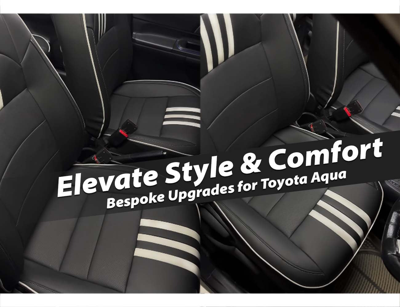 Bespoke seat covers for Toyota Aqua, offering premium fit, stylish design, and durable protection.