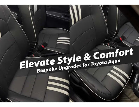 Bespoke seat covers for Toyota Aqua, offering premium fit, stylish design, and durable protection.