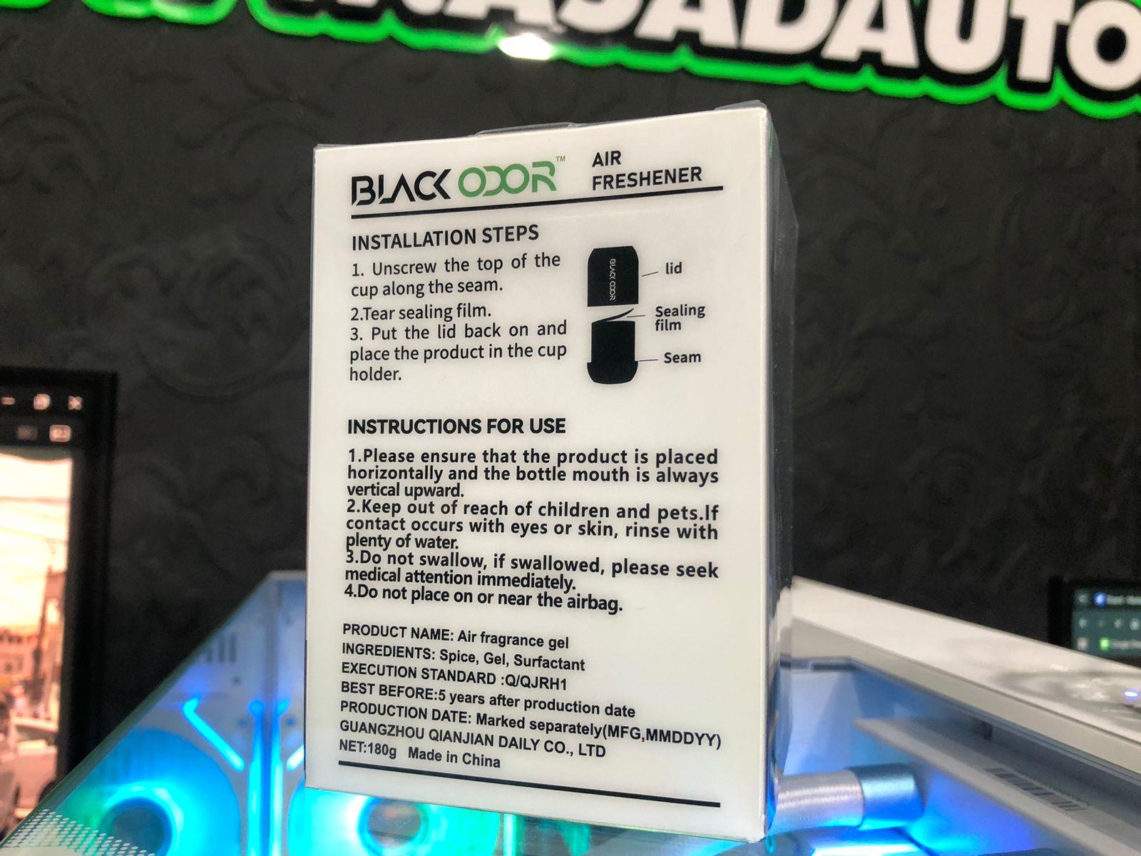 Black Odor Air Freshener B-Kice 180g BO-8 Long Lasting Fragrance for Car and Home