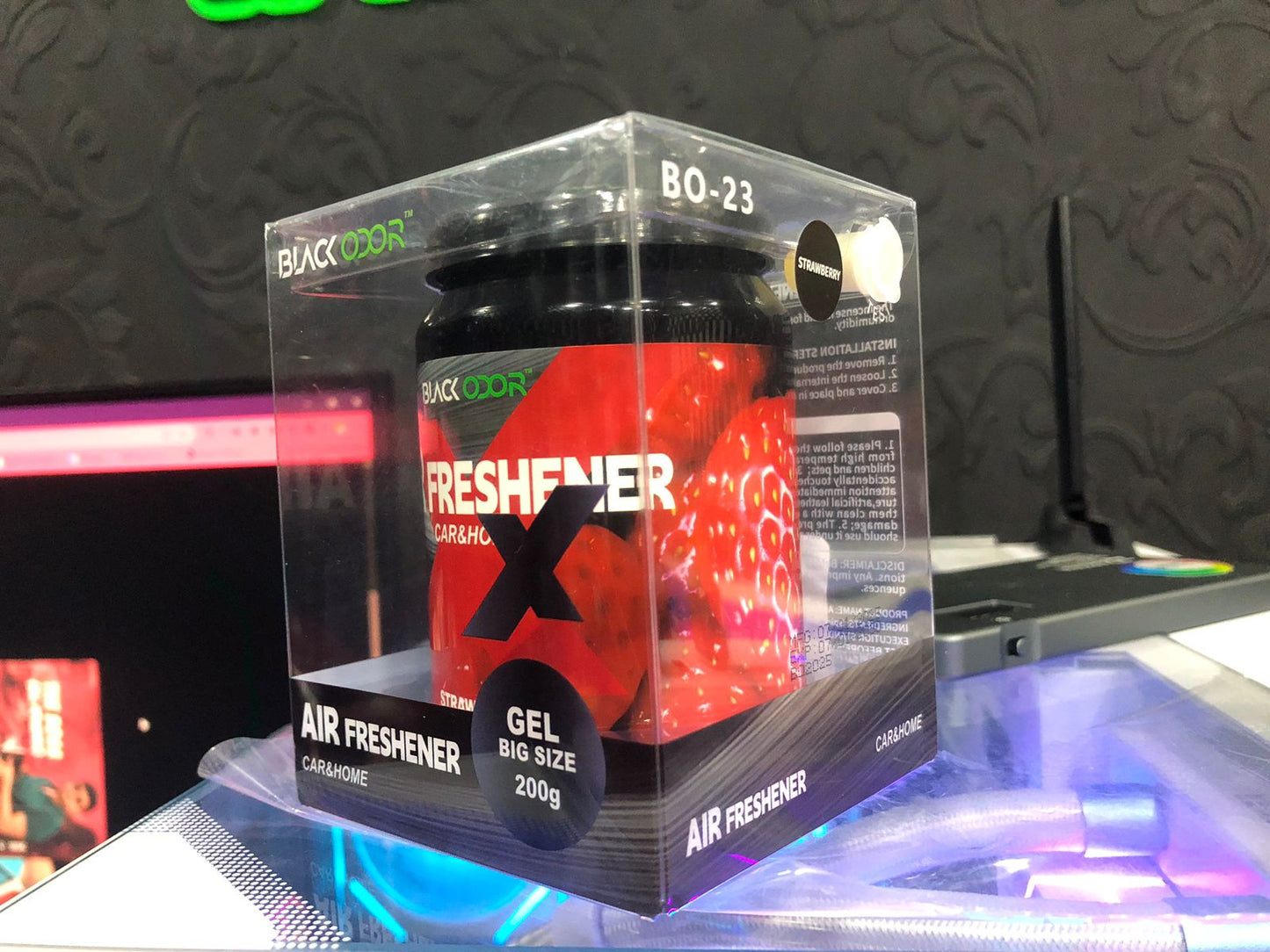 Black Odor Strawberry Air Freshener 200g for Car and Home Long Lasting Fragrance