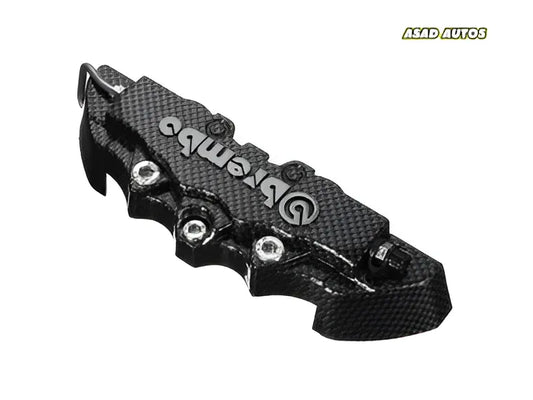 Brembo style black car disc brake caliper cover, providing a sleek, modern look while offering durable protection for your brakes.