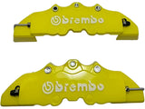 Brembo style yellow car disc brake caliper cover, providing a bold and sporty appearance with reliable protection for your vehicle’s brakes.