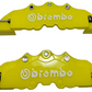 Brembo style yellow car disc brake caliper cover, providing a bold and sporty appearance with reliable protection for your vehicle’s brakes.