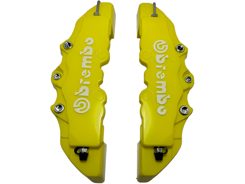 Brembo style yellow car disc brake caliper cover, providing a bold and sporty appearance with reliable protection for your vehicle’s brakes.
