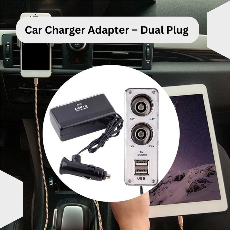 Universal Car Charger Adapter – Dual Plug with 2 USB Ports – Asad Autos