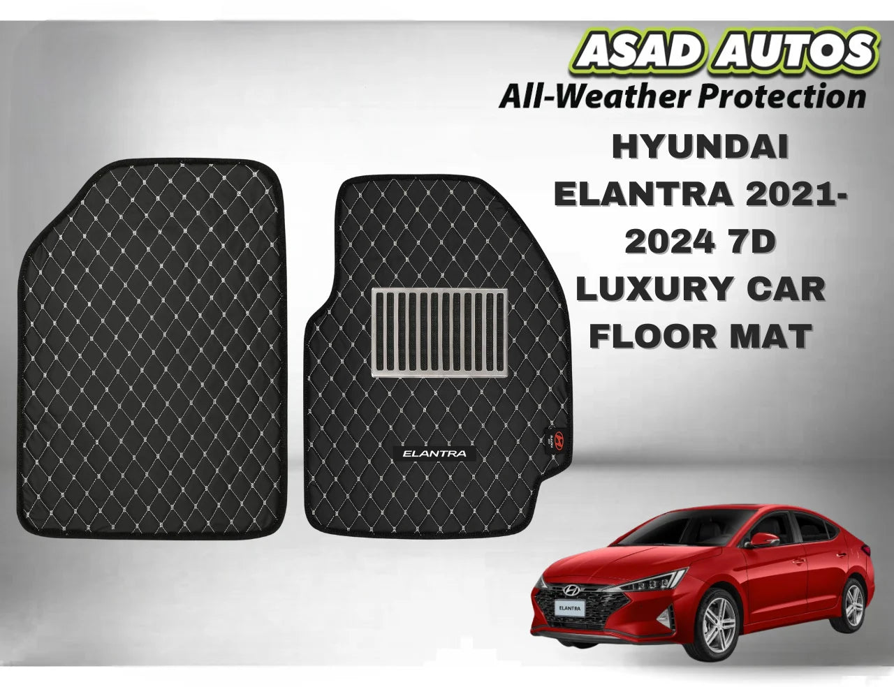 Car Floor Mat 7D Luxury for Hyundai Elantra (2021–2024)