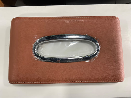 "Car Tissue Box – Premium Leather & Plastic Tissue Holder for Sun Visor, Dashboard & Seatback."

