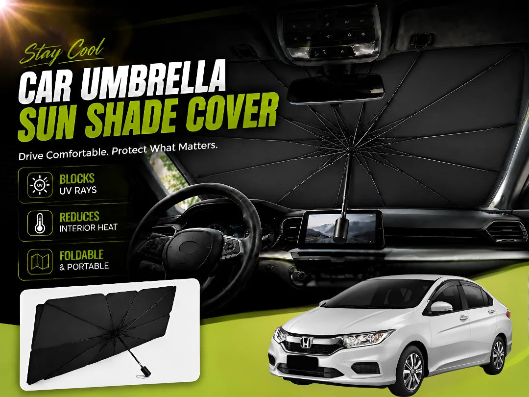 Car Umbrella Sun Shade for Honda City 2022–2026 – Foldable Windshield UV & Heat Protection Cover