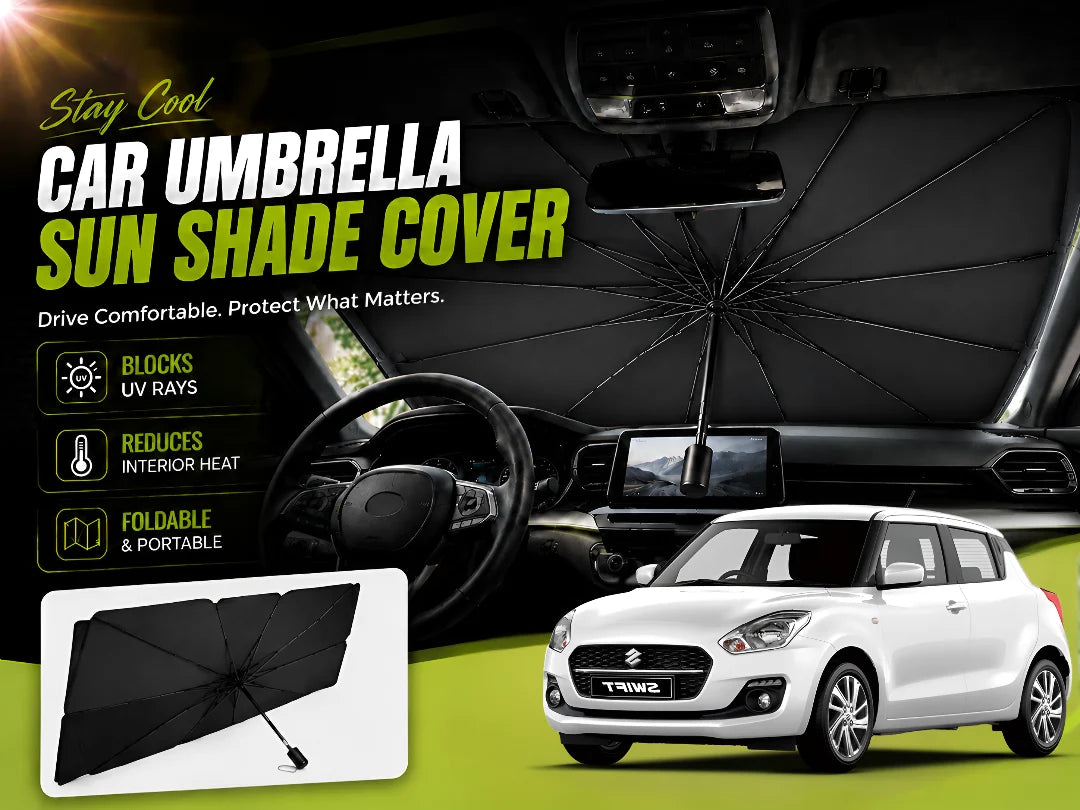 Car Umbrella Sun Shade for Suzuki Swift 2017–2026 – Foldable Windshield UV & Heat Protection Shield