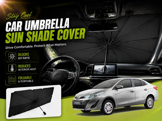 Car Umbrella Sun Shade for Toyota Yaris 2018–2025 – Foldable Windshield Heat & UV Protection Cover