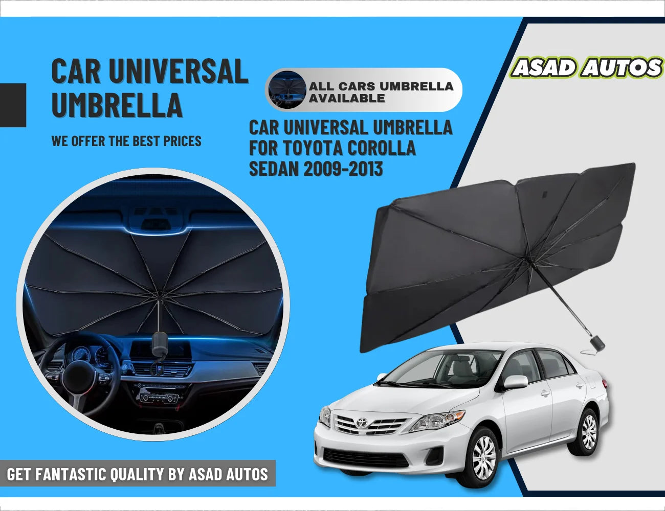 Car Umbrella Windshield Sun Shade for Toyota Corolla Sedan 2009–2013 – UV Protection Cover
