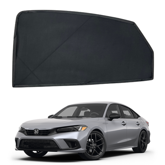 Car sun shades for Honda Civic 2022-202 with custom-fit design, premium UV protection, and heat-reducing features.