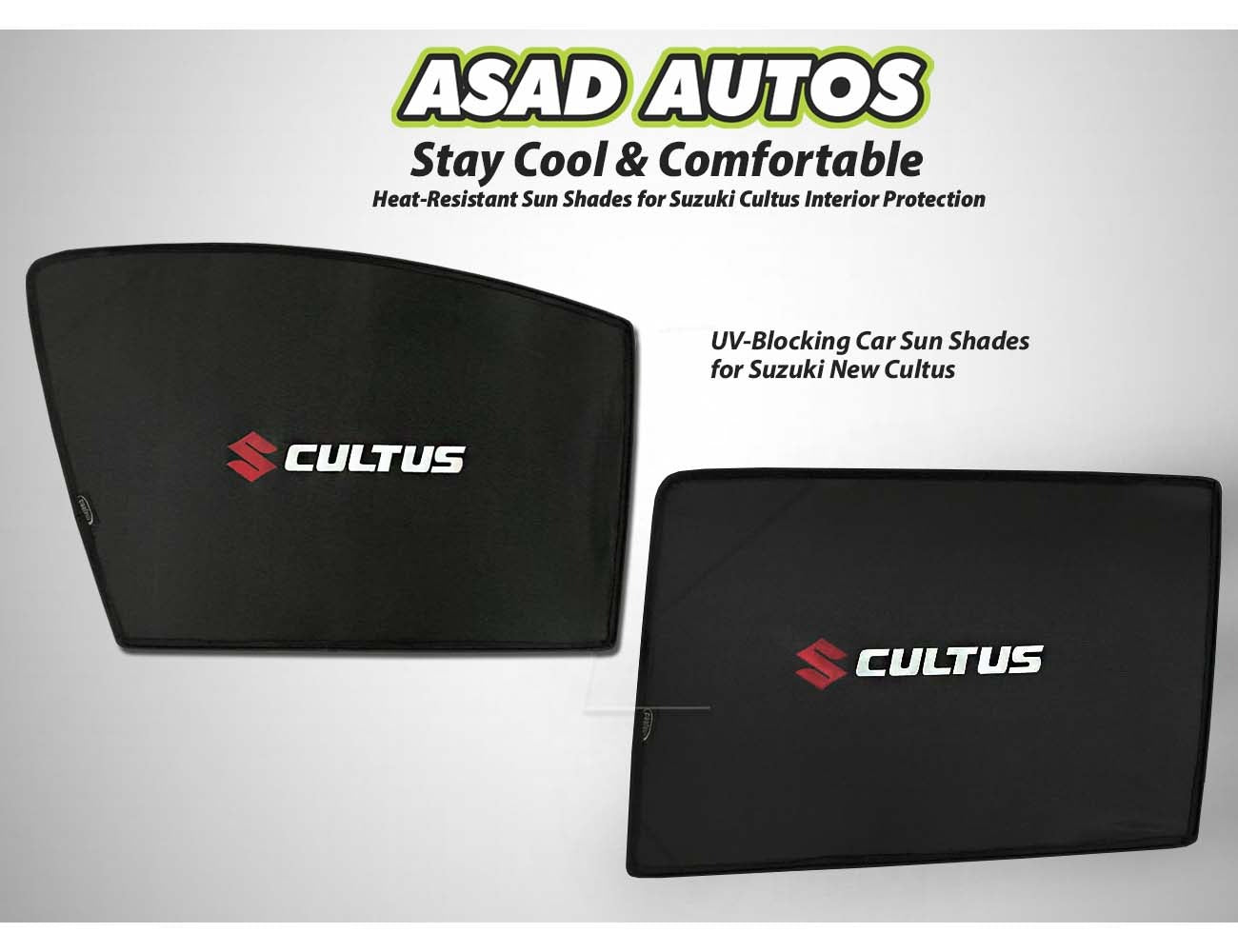Car sun shades for Suzuki New Cultus 2017-2026, offering UV and heat protection for your vehicle's interior.