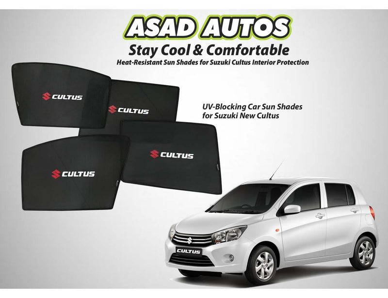 Car sun shades for Suzuki New Cultus 2017-2026, offering UV and heat protection for your vehicle's interior.