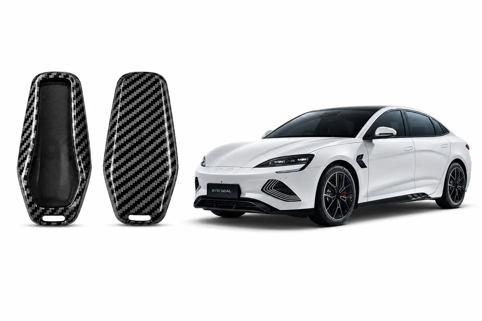 Carbon Fiber Key Cover for BYD Seal 2025-2026 with a premium carbon fiber finish,