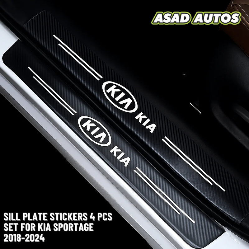 Carbon Fiber Sill Plate Sticker For Kia Sportage 2018–2024 – 4PCS Door Entry Protector Set