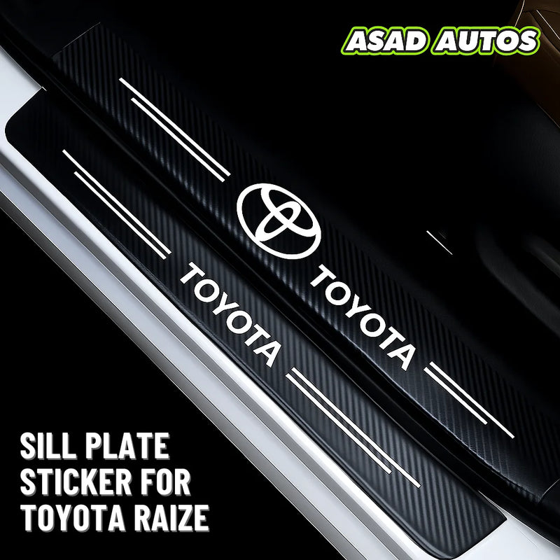 Carbon Fiber Sill Plate Sticker for Toyota Raize – Sporty Door Sill Protection (All Models)