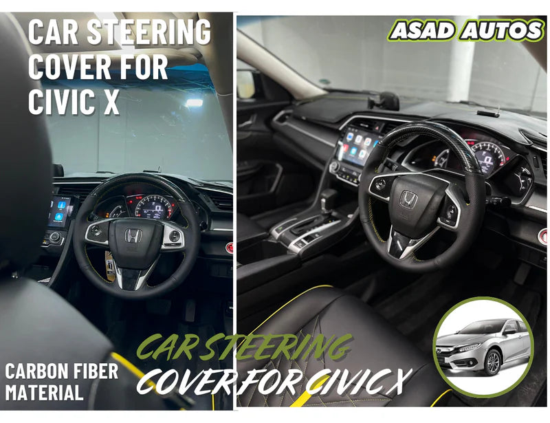 Carbon Fiber Steering Cover for Honda Civic 2016–2021 – Sporty Interior Grip
