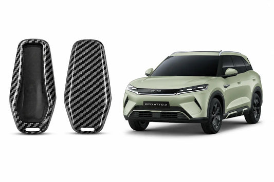 Carbon fiber key cover fitted on BYD Atto 2 2025-2026 smart key fob - Asad Autos