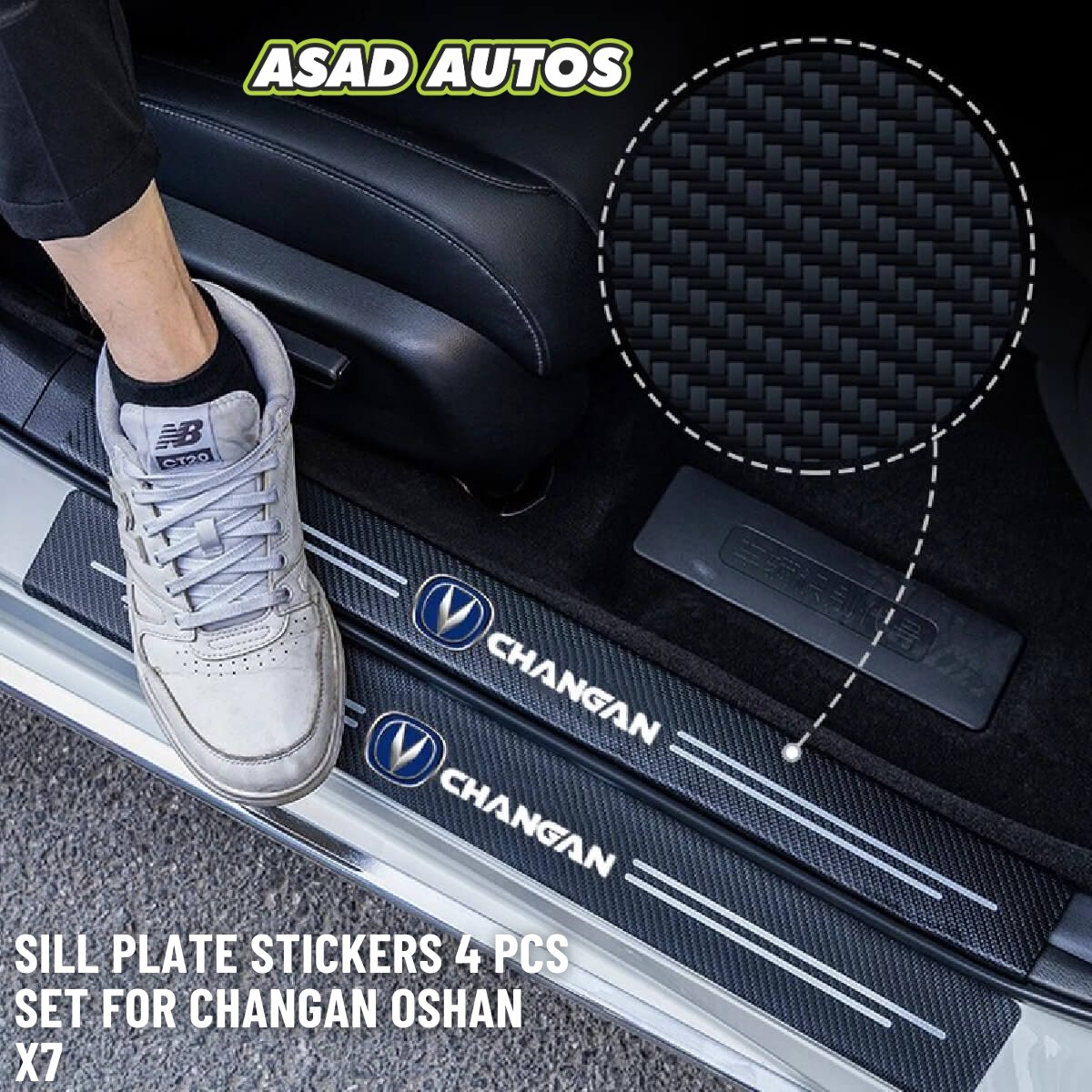 Sill Plate Stickers 4 Pcs Set For Changan Oshan X7 – Stylish Door Entry Protection