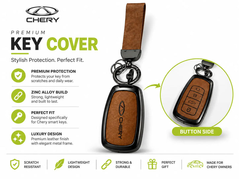 Chery Tiggo 8 and Tiggo 9 PHEV leather metal key cover 2025–2026