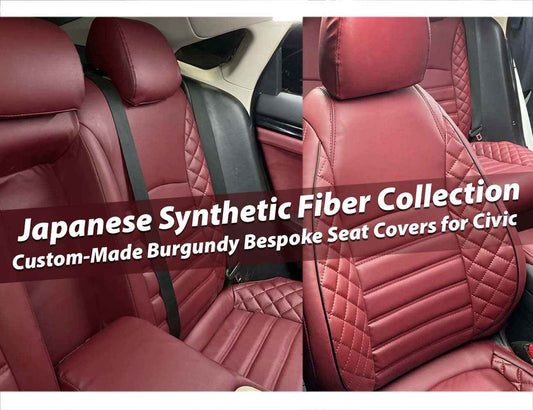 Custom-Made Burgundy Bespoke Seat Covers for Honda Civic | Japanese Synthetic Fiber Collection