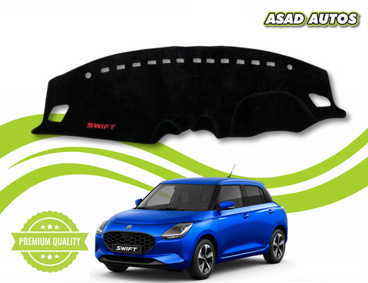"Custom-fit dashboard carpet mat for Suzuki Swift 2018-2025, designed for sun protection, heat resistance, and interior enhancement."
