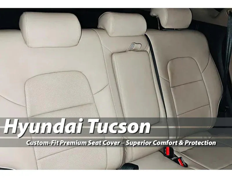 Custom-fit premium seat cover for Hyundai Tucson, offering comfort, style, and durability.

