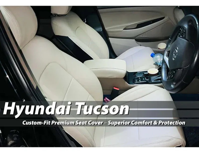 Custom-fit premium seat cover for Hyundai Tucson, offering comfort, style, and durability.

