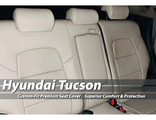 Custom-fit premium seat cover for Hyundai Tucson, offering comfort, style, and durability.
