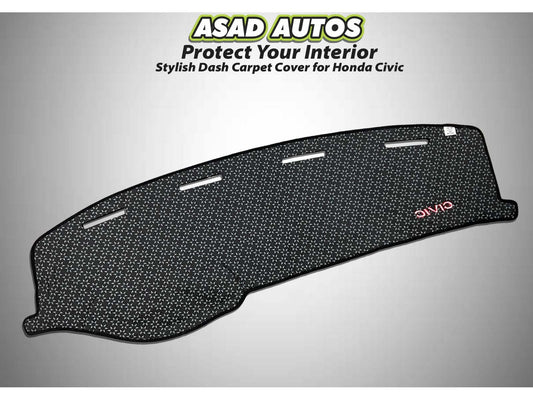"Custom dashboard carpet mat for Honda Civic 2001-2005, offering UV protection, heat resistance, and a stylish interior upgrade."
