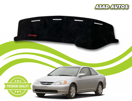 "Custom dashboard carpet mat for Honda Civic 2001-2005, offering UV protection, heat resistance, and a stylish interior upgrade."
