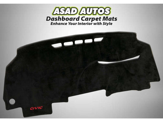 "Custom dashboard carpet mat for Honda Civic 2008-2011, offering UV protection, heat resistance, and a stylish interior upgrade."
