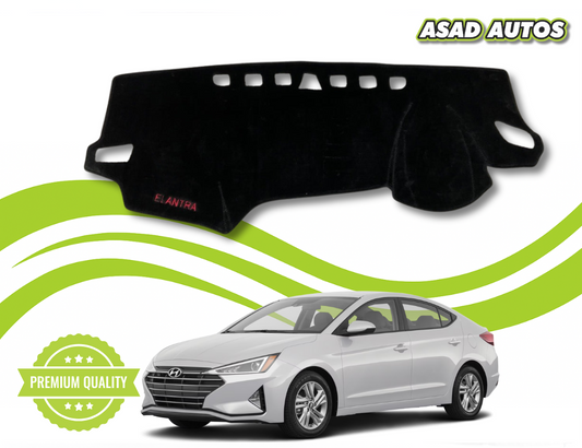 "Custom dashboard carpet mat for Hyundai Elantra, providing heat protection, glare reduction, and a premium interior finish."
